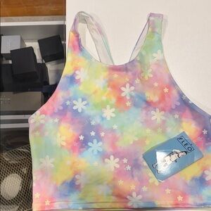 Fleo Pastel Tie-Dye Floral Crop Top